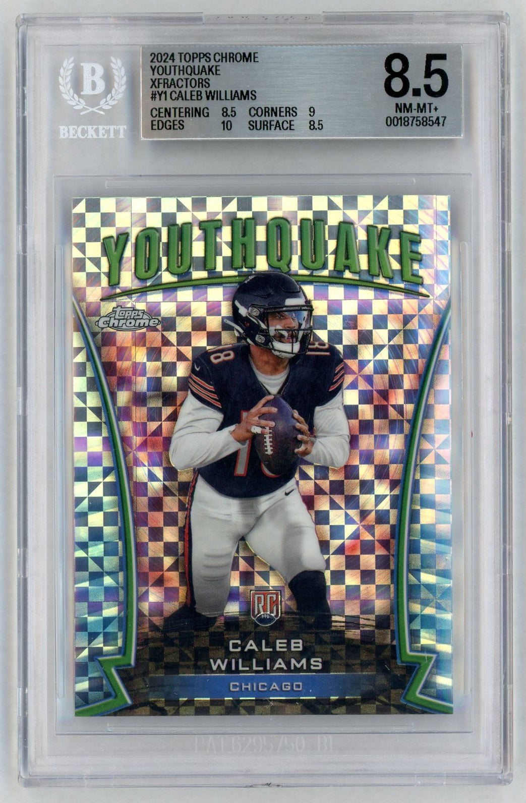 2024 Topps Chrome #Y-1 Caleb Williams Rookie RC Youthquake XFractors BGS 8.5