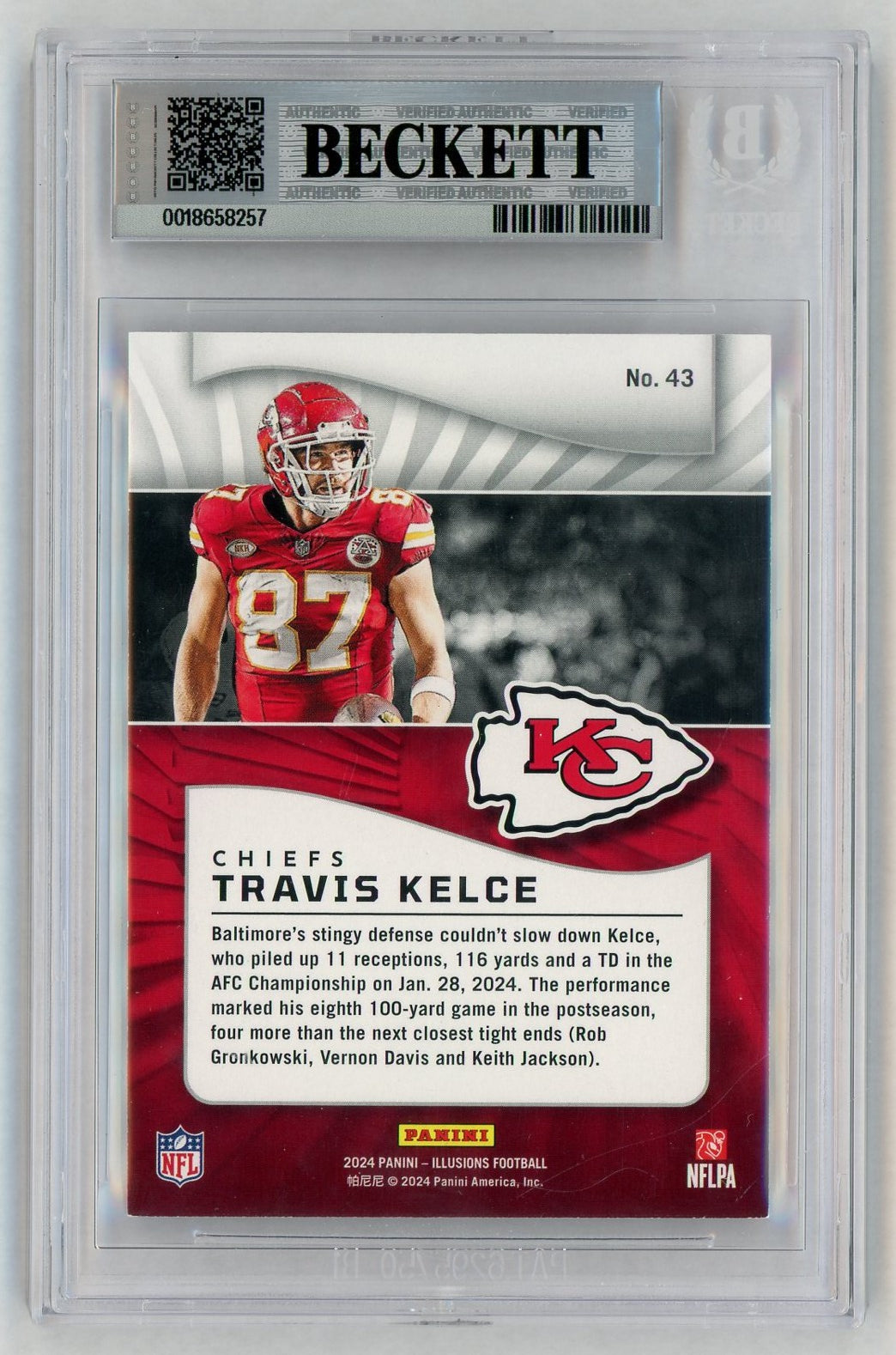 2024 Illusions Trophy Collection #43 Travis Kelce Purple /99 BGS 9