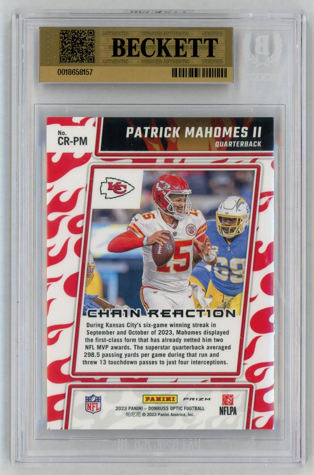2023 Donruss Optic #CR-PM Patrick Mahomes II Chain Reaction BGS 9.5