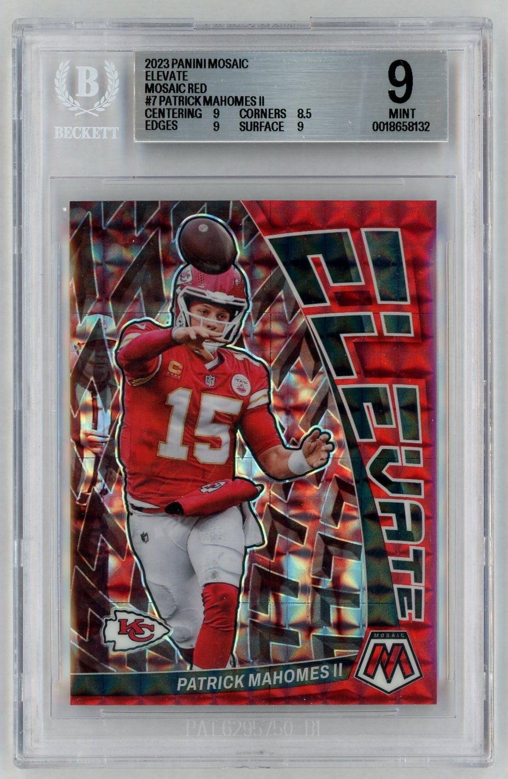 2023 Mosaic #E-PM Patrick Mahomes II Elevate Red BGS 9