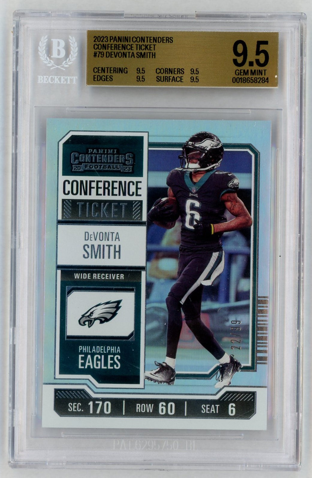 2023 Contenders #79 DeVonta Smith Conference Ticket /99 BGS 9.5