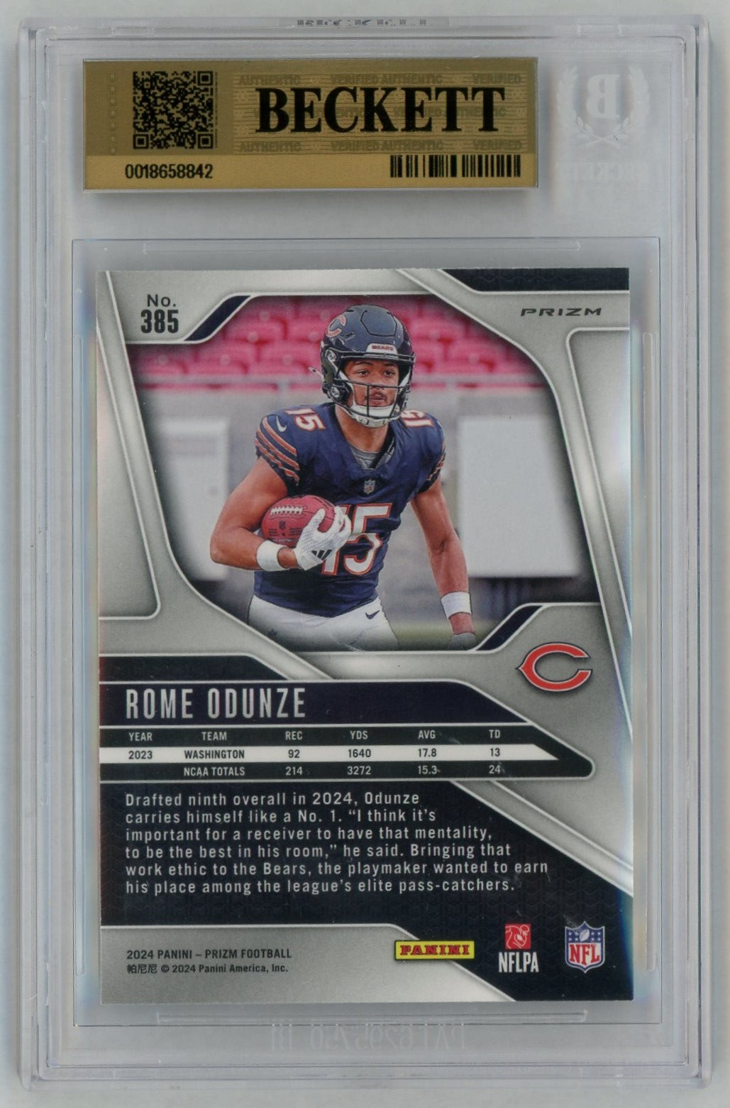 2024 Prizm #385 Rome Odunze Green Wave Rookie RC BGS 9.5