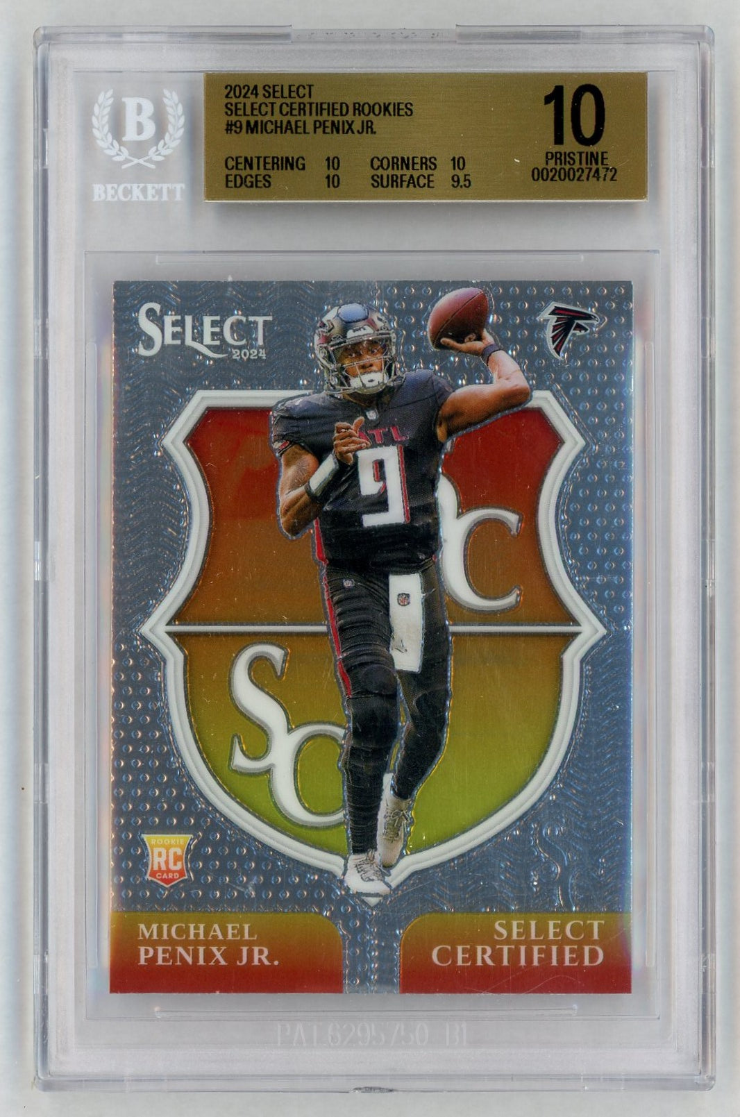 2024 Select #9 Michael Penix Jr. Certified Rookie RC BGS Pristine 10