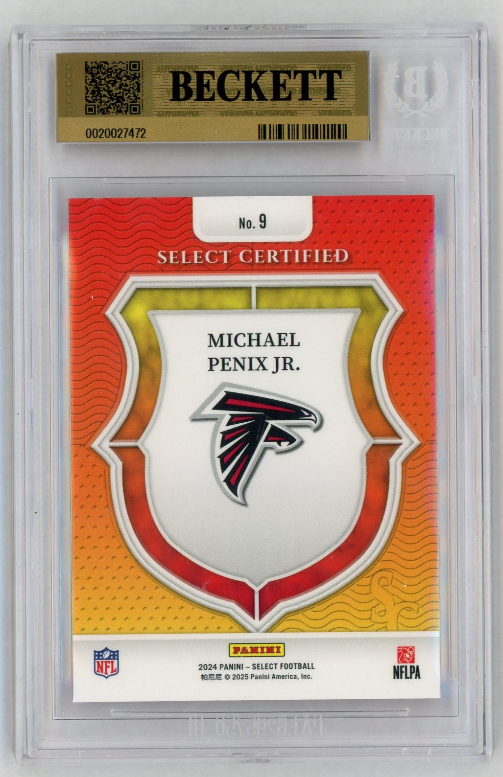 2024 Select #9 Michael Penix Jr. Certified Rookie RC BGS Pristine 10