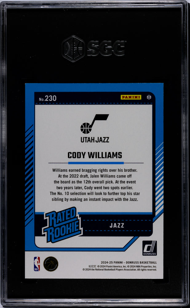 2024 Donruss Cody Williams #230 RC SGC 9.5