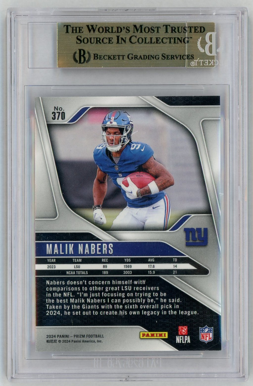 2024 Prizm Malik Nabers #370 BGS 9.5