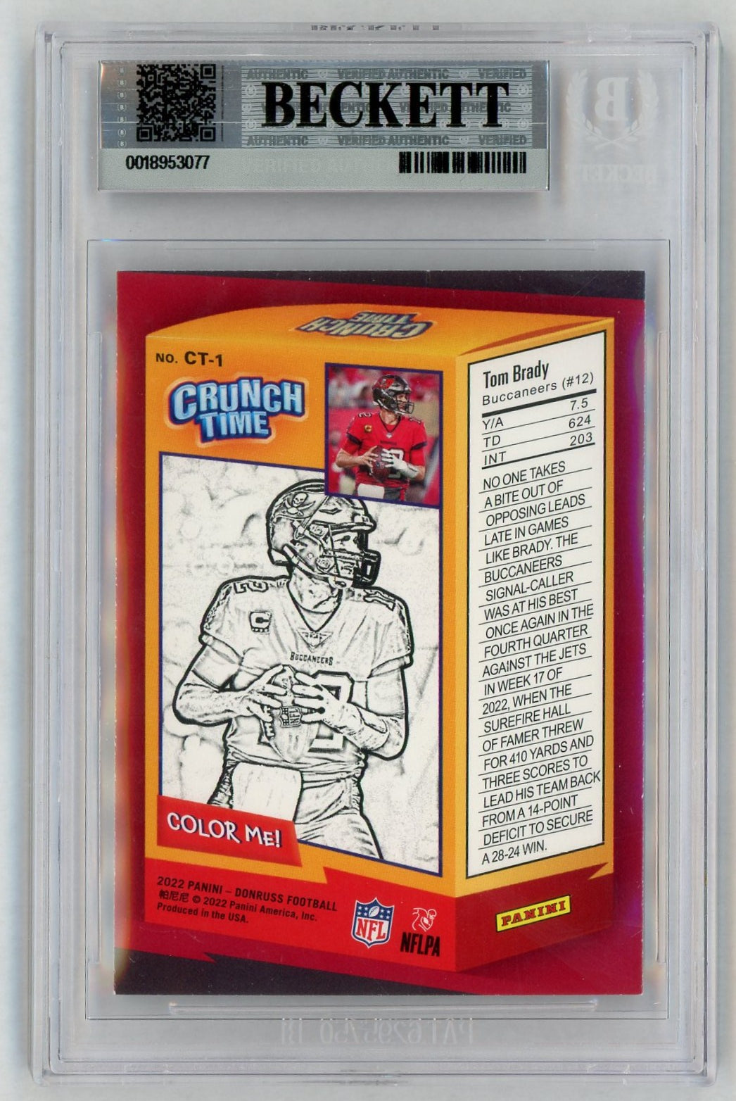 2022 Donruss Crunch Time #CT-1 Tom Brady SP BGS 8.5