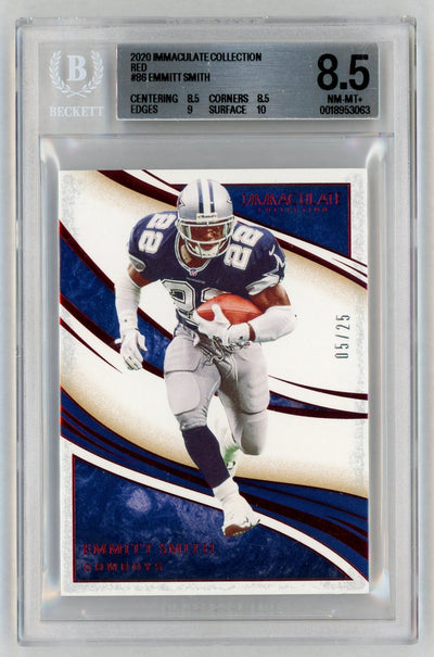 2020 Immaculate Collection Emmitt Smith #86 Red /25 BGS 8.5