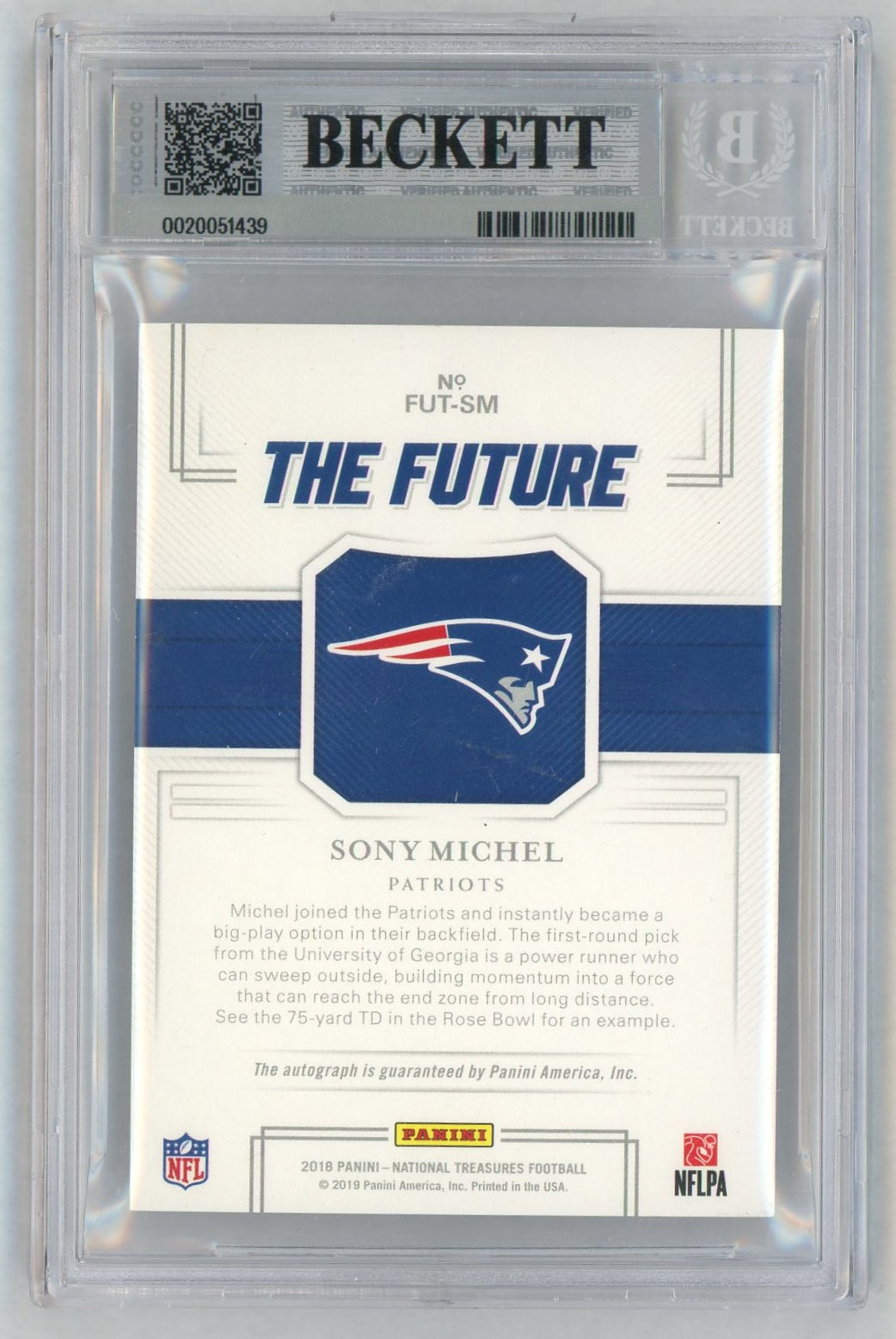 2018 National Treasures #10 Sony Michel Rookie RC The Future Auto /25