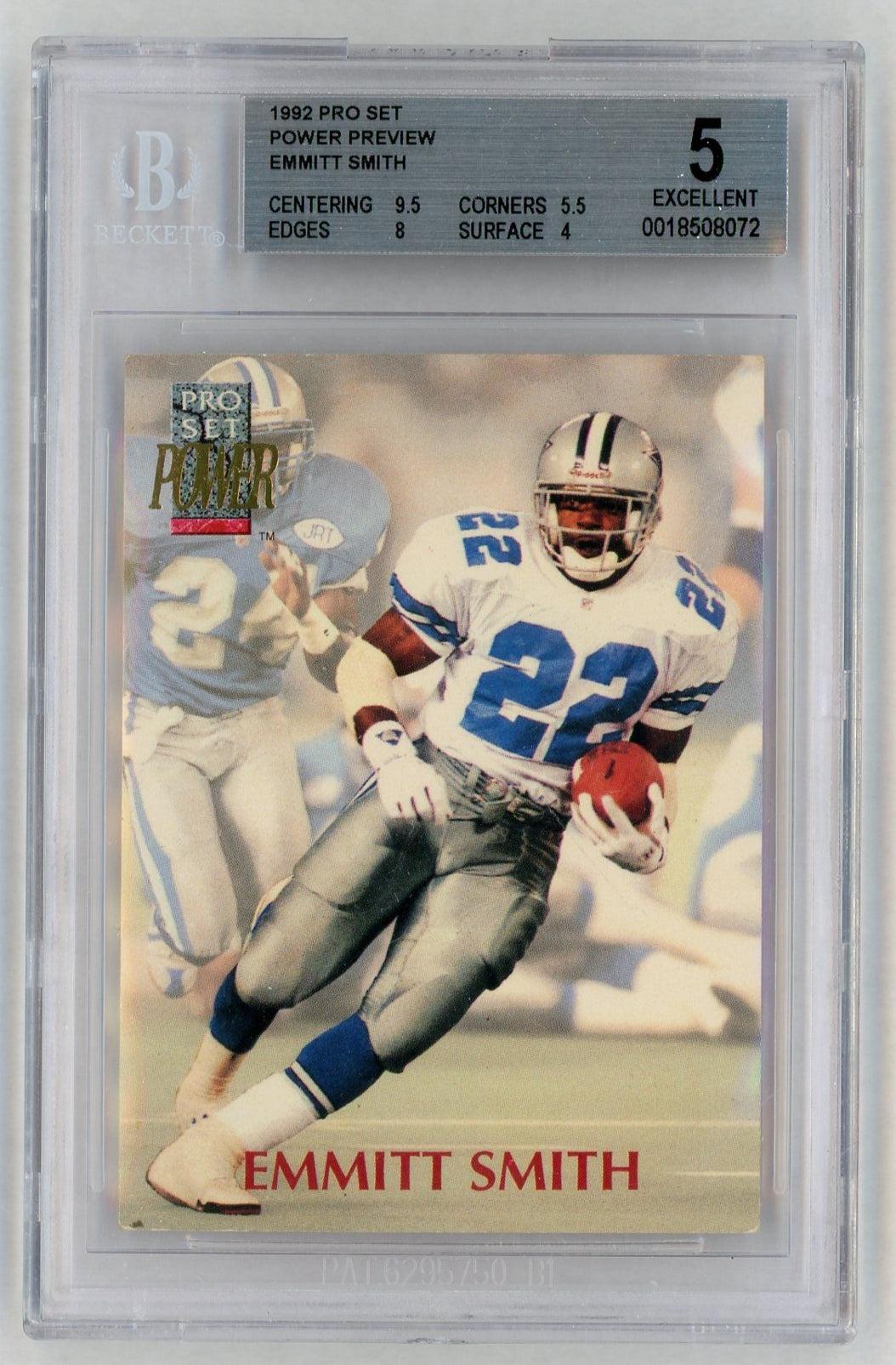 1992 Pro Set Power Preview Emmitt Smith BGS 5