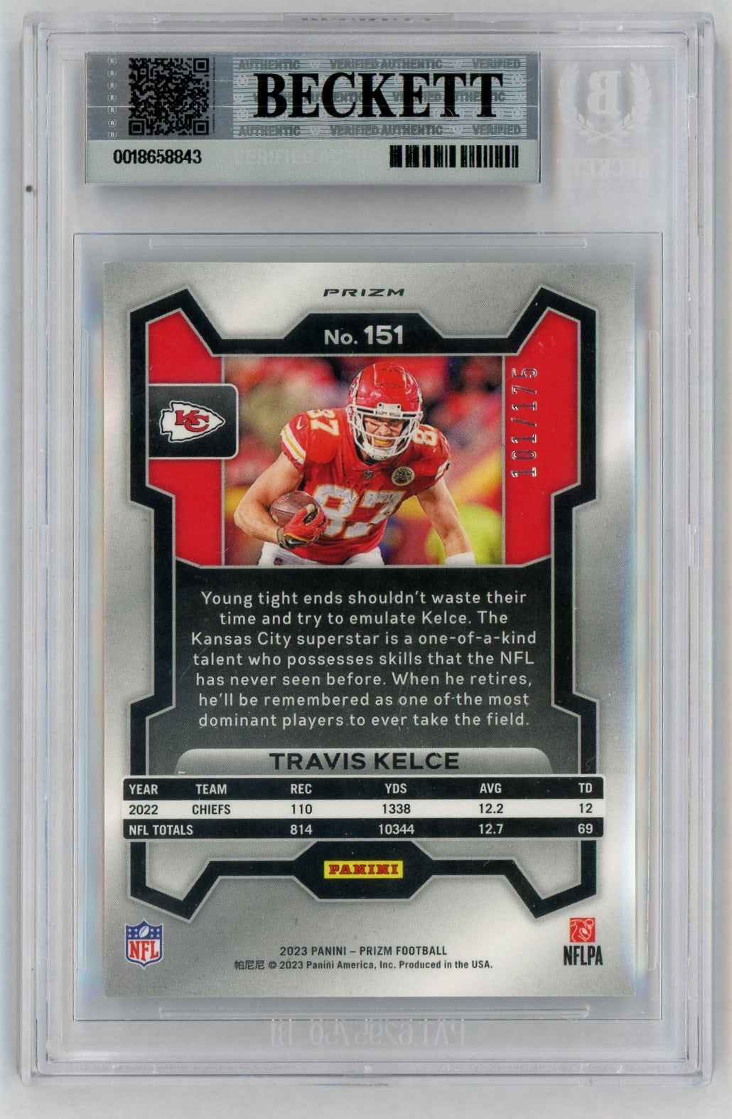 2023 Prizm #151 Travis Kelce Hyper /175 BGS 8