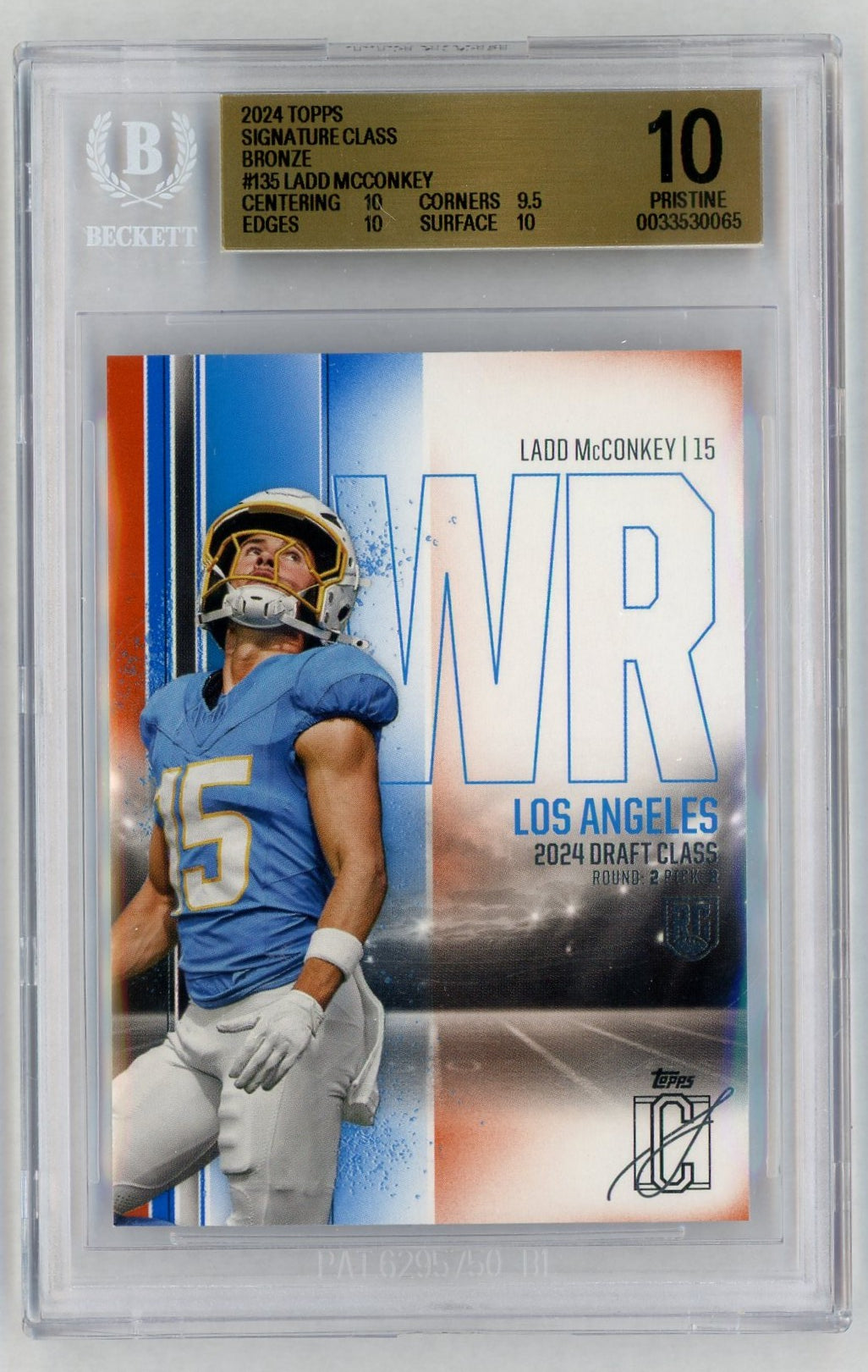 2024 Topps Signature Class #135 Ladd McConkey Bronze Rookie RC BGS Pristine 10