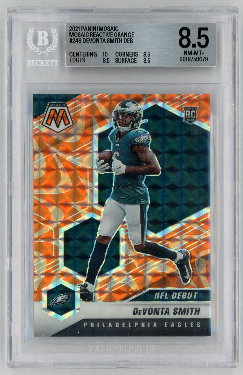 2021 Mosaic #246 DeVonta Smith Rookie RC Reactive Orange Prizm BGS 8.5