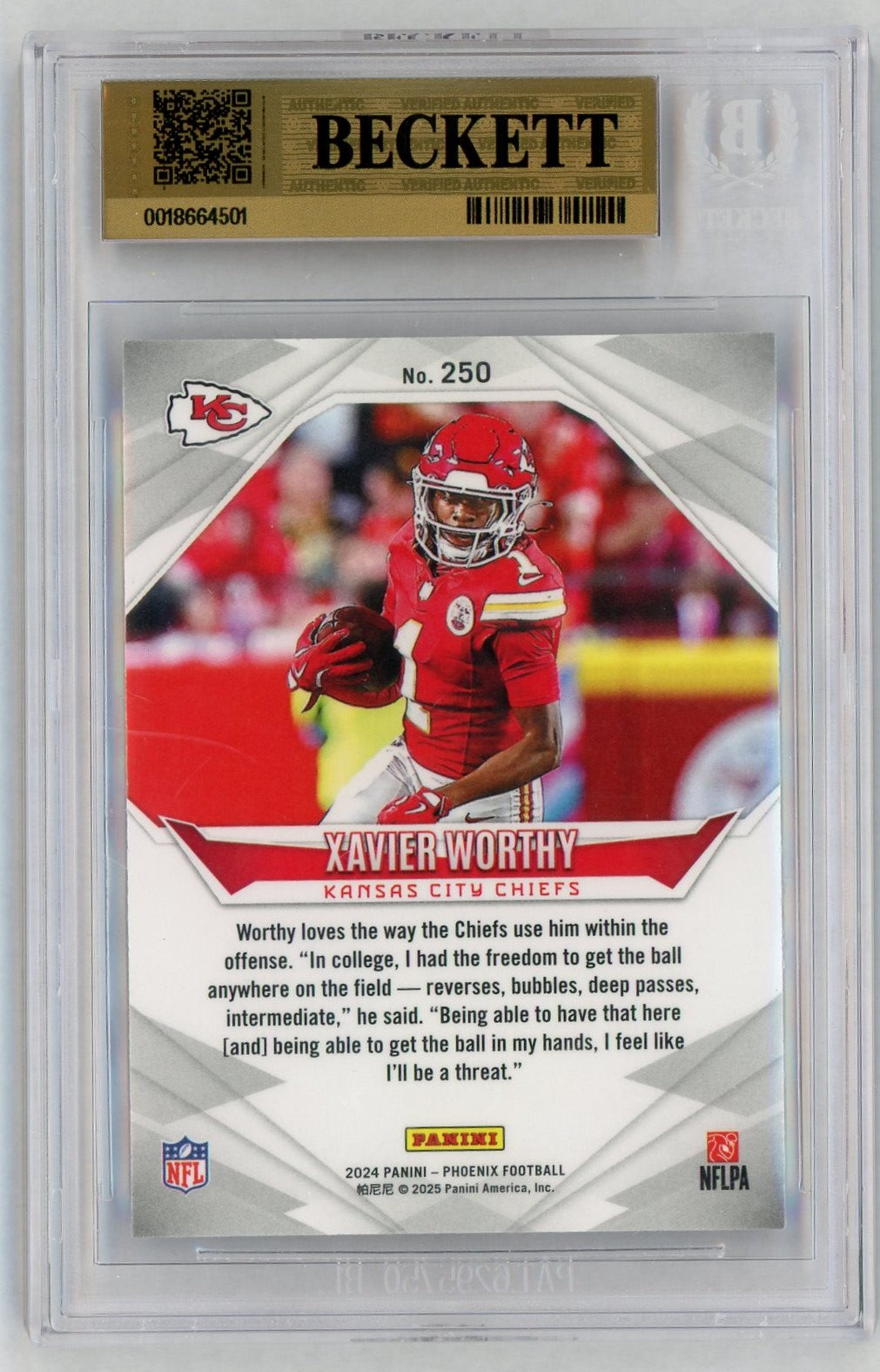 2024 Phoenix #250 Xavier Worthy Rookie RC Orange Fade BGS 9.5