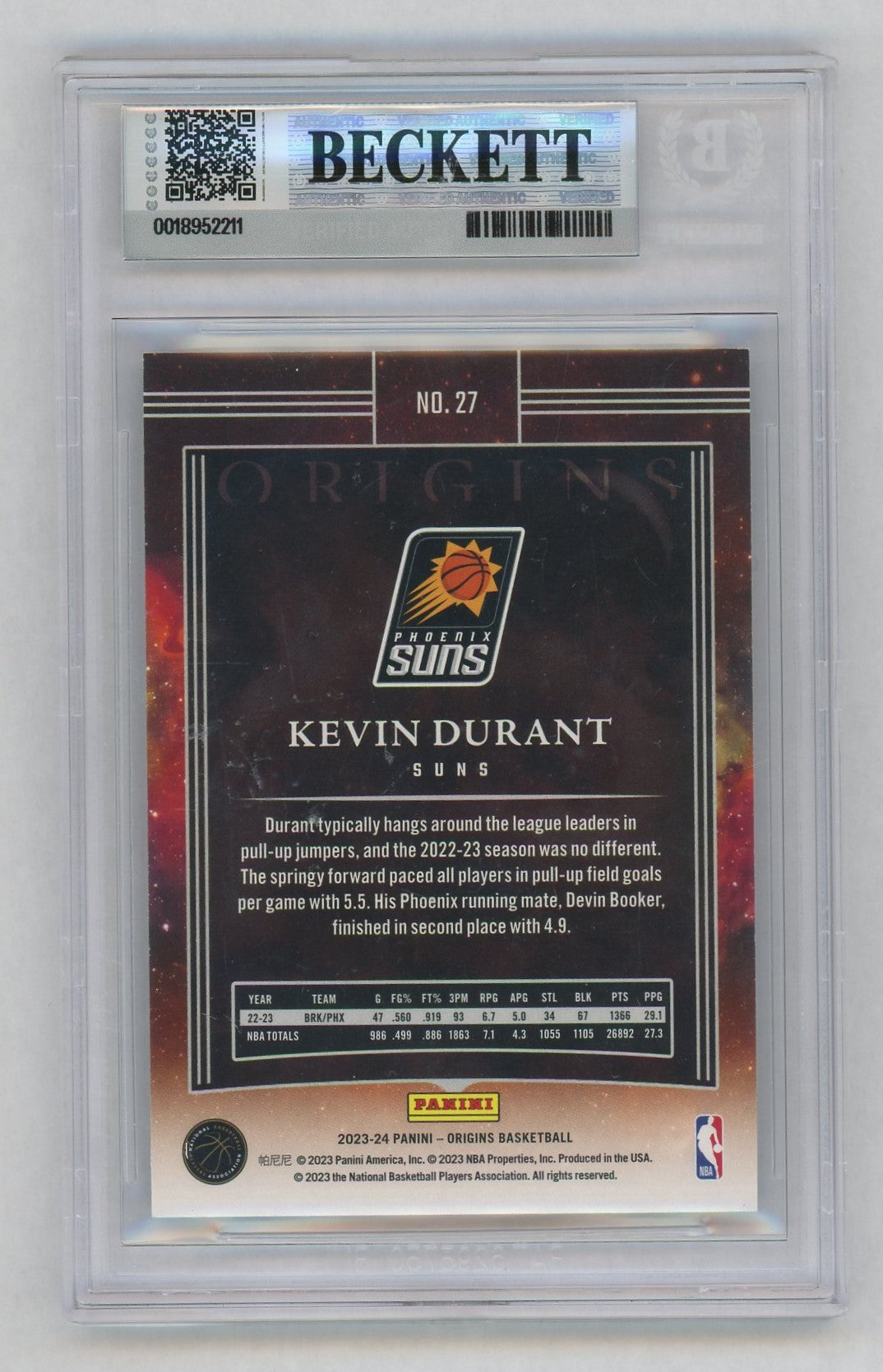 2023 Origins #27 Kevin Durant Turquoise /25 BGS 9