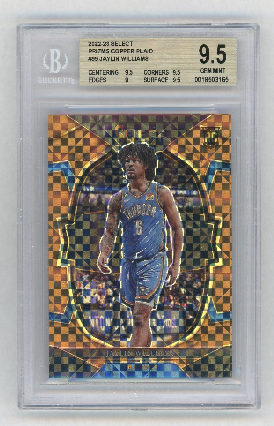 2022 Panini Select Plaid Copper Jaylin Williams #99 /49 BGS 9.5