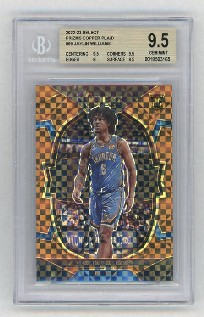 2022-23 Select Jaylin Williams Prizms Copper Plaid #99 /49 BGS 9.5