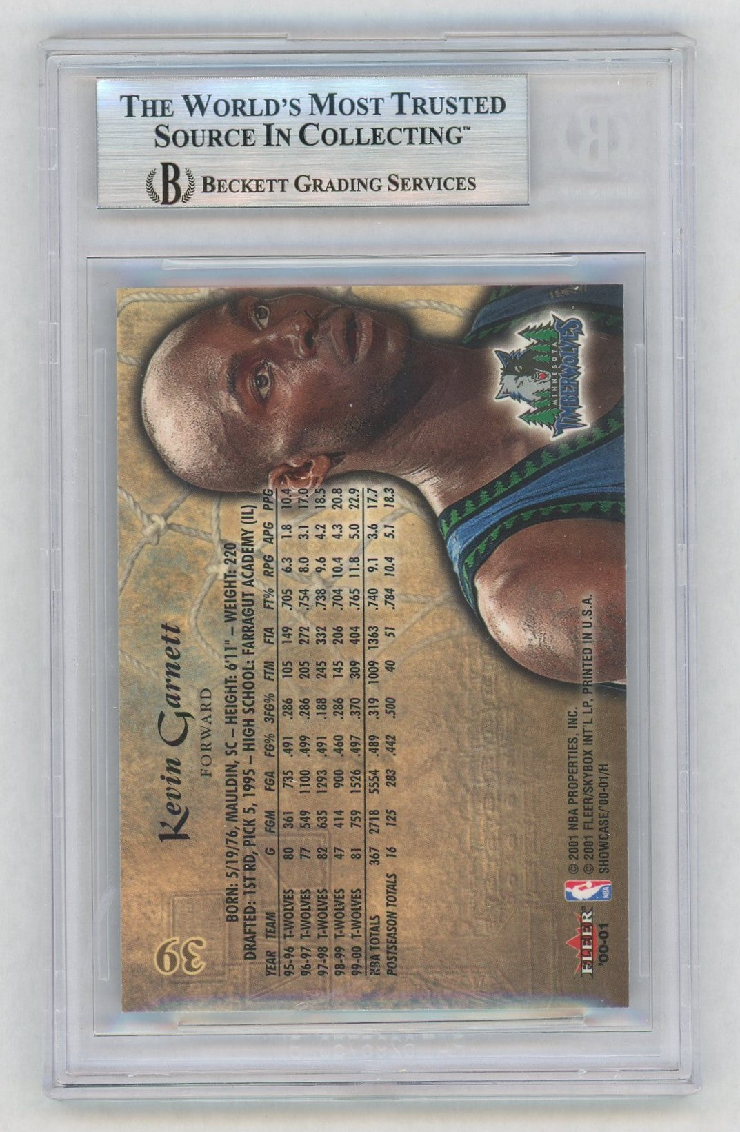 2000-01 Fleer Showcase #39 Kevin Garnett BGS 9