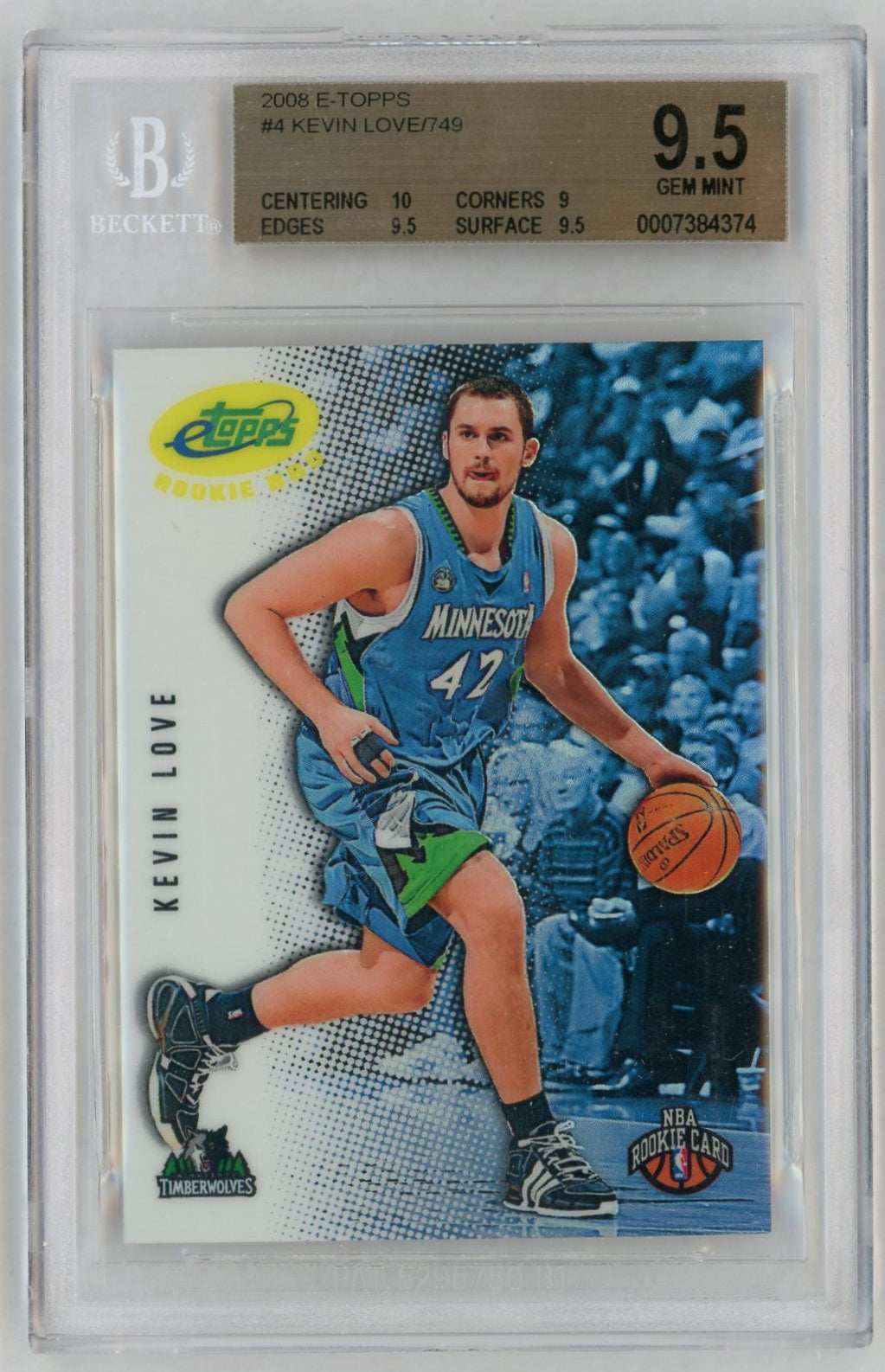 2008 eTopps #4 Kevin Love Rookie RC /749 BGS 9.5