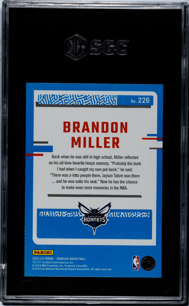 2023 Panini Donruss #226 Brandon Miller Holo Rookie SGC 9.5