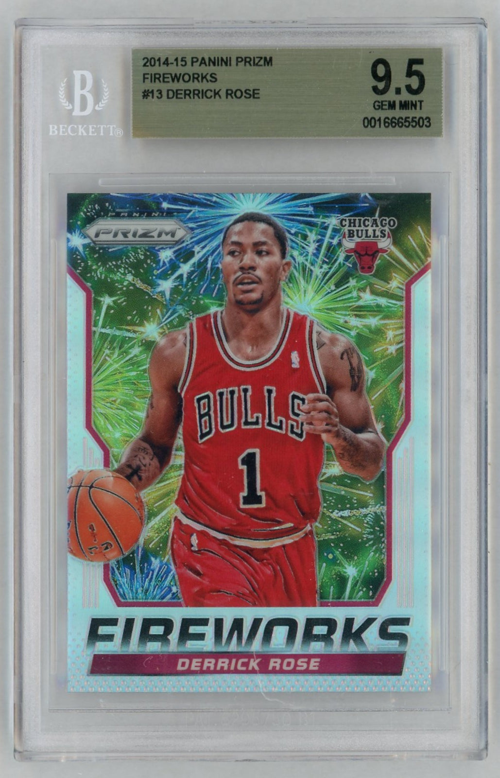 2014-15 Prizm #13 Derrick Rose Fireworks BGS 9.5