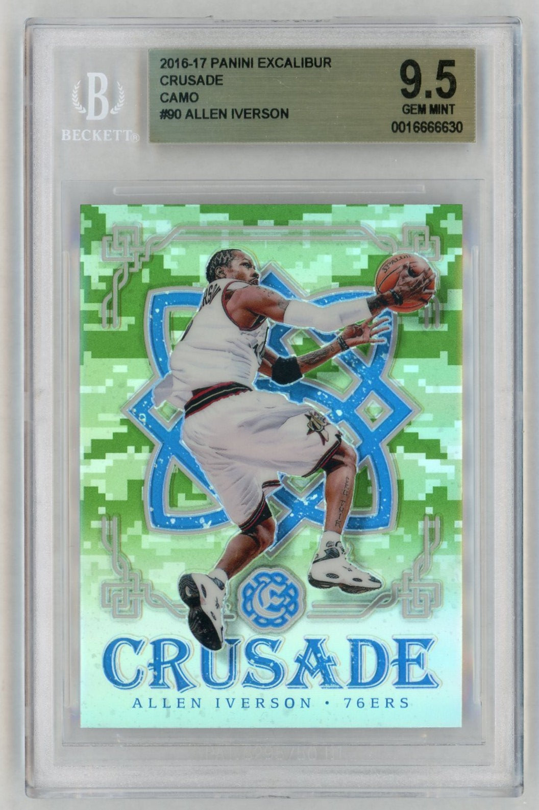 2016 Excalibur #90 Allen Iverson Camo Crusade BSG 9.5