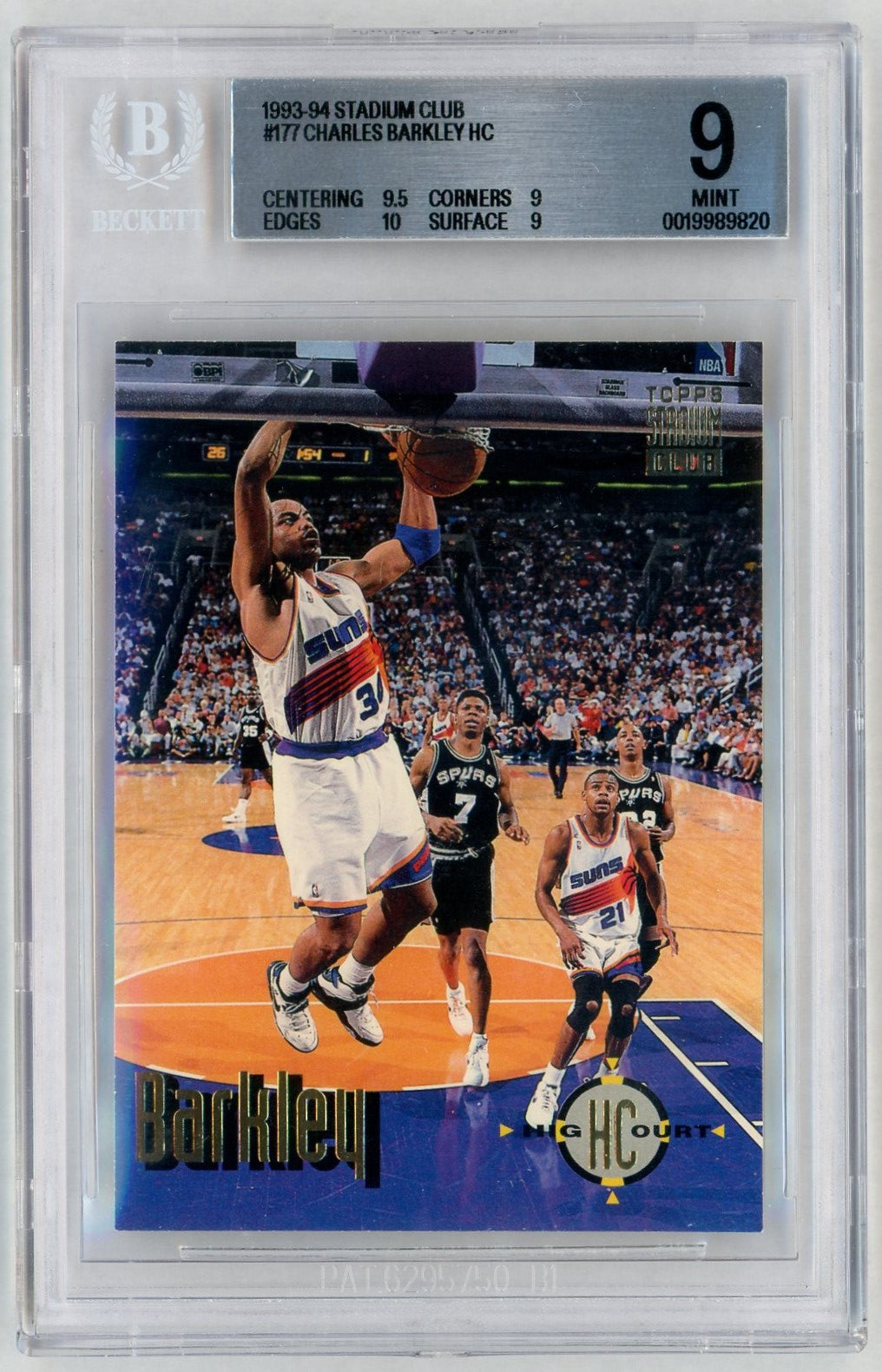 1993-94 Stadium Club #177 Charles Barkley High Court BGS 9