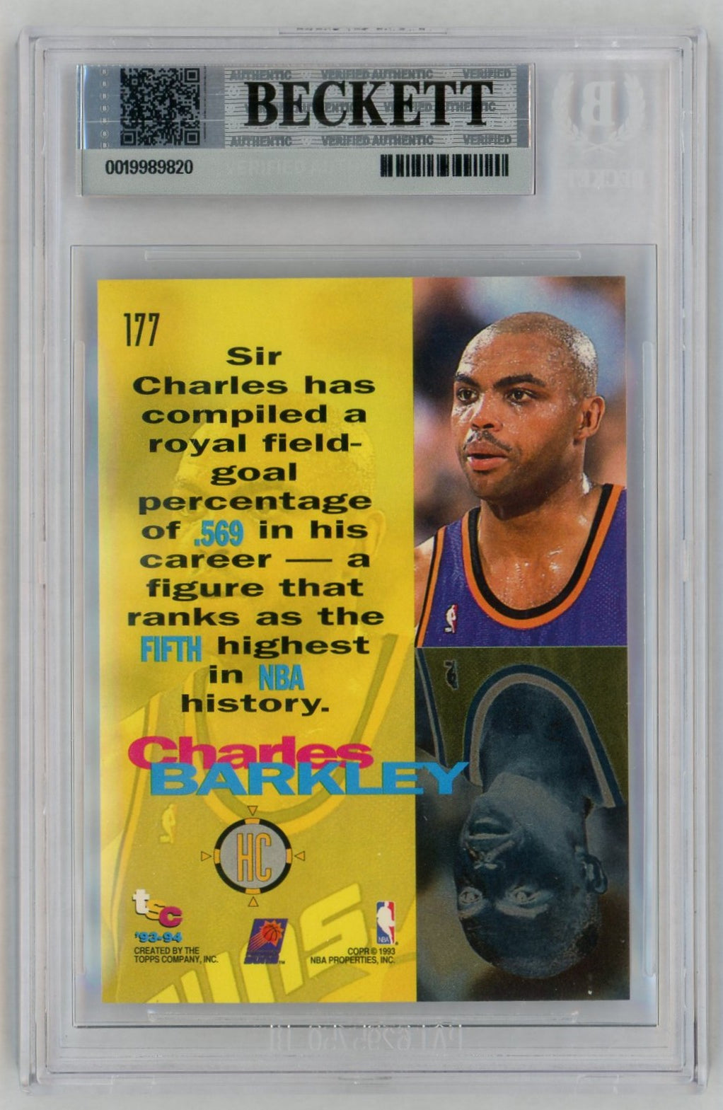 1993-94 Stadium Club #177 Charles Barkley High Court BGS 9