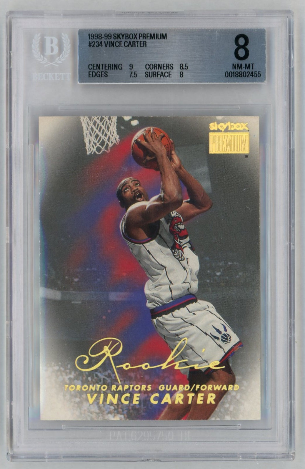 1998-99 SkyBox Premium #234 Vince Carter Rookie RC BGS 8