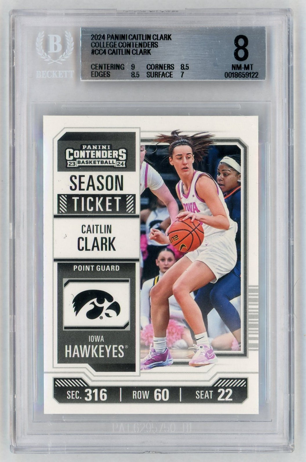 2024 Panini College Contenders #CC4 Caitlin Clark BGS 8