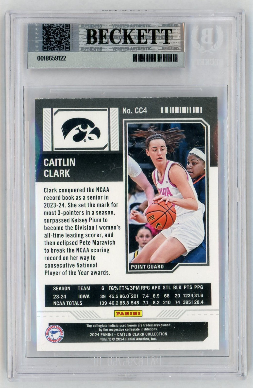 2024 Panini College Contenders #CC4 Caitlin Clark BGS 8