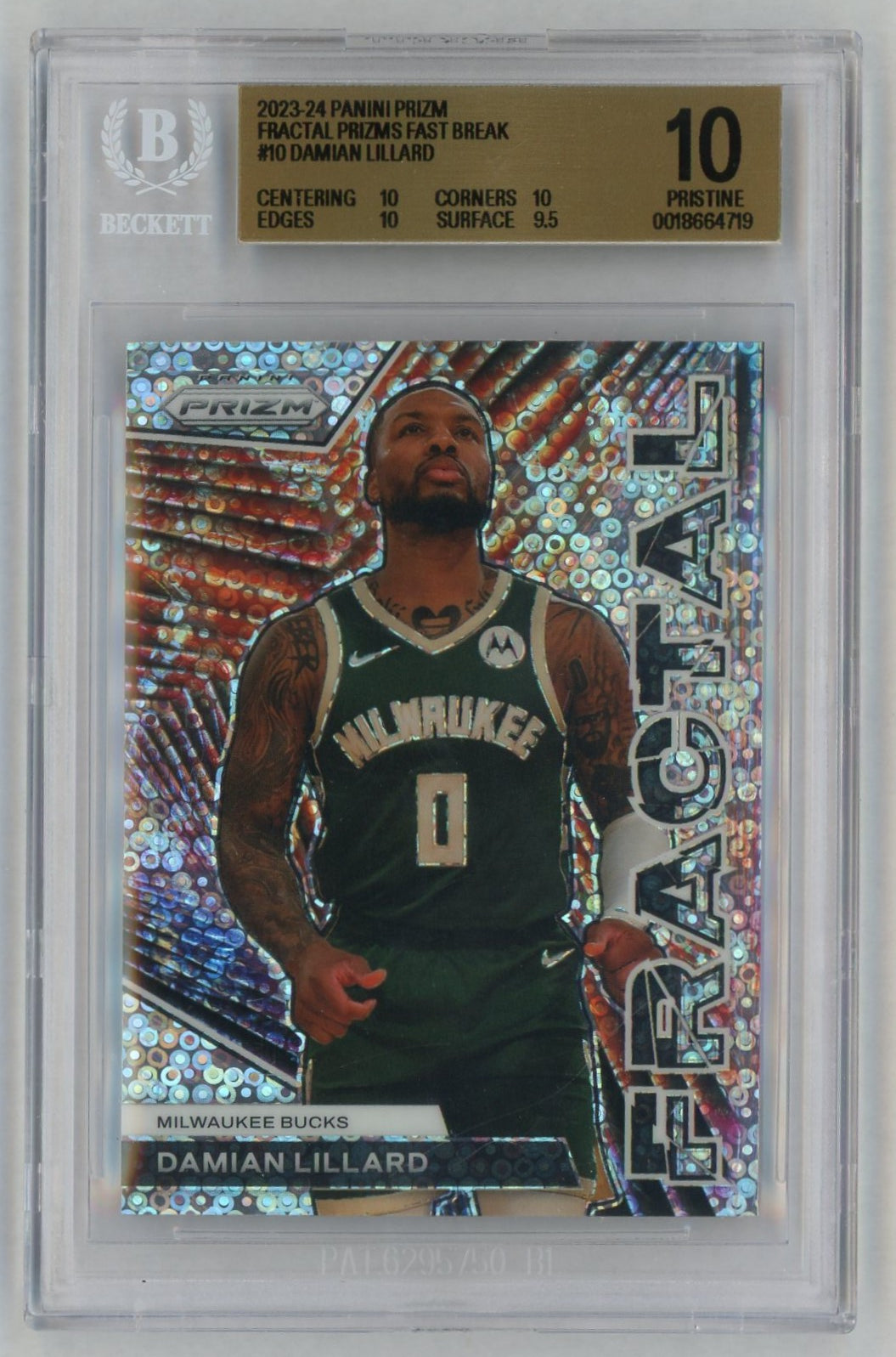 2023 Prizm #10 Damian Lillard Fractal Fast Break BGS 10