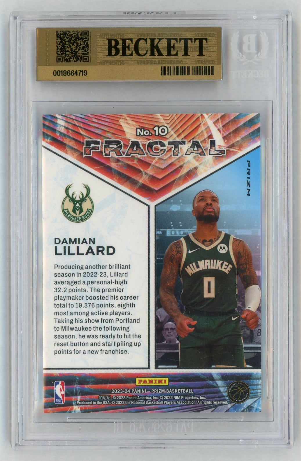 2023 Prizm #10 Damian Lillard Fractal Fast Break BGS 10