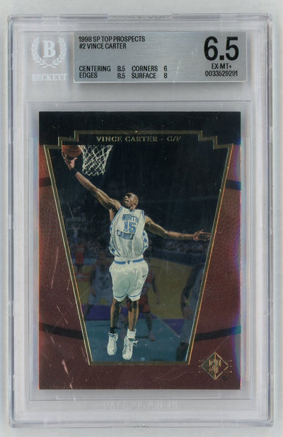 1998 SP Top Prospects Vince Carter #2 Beckett 6.5