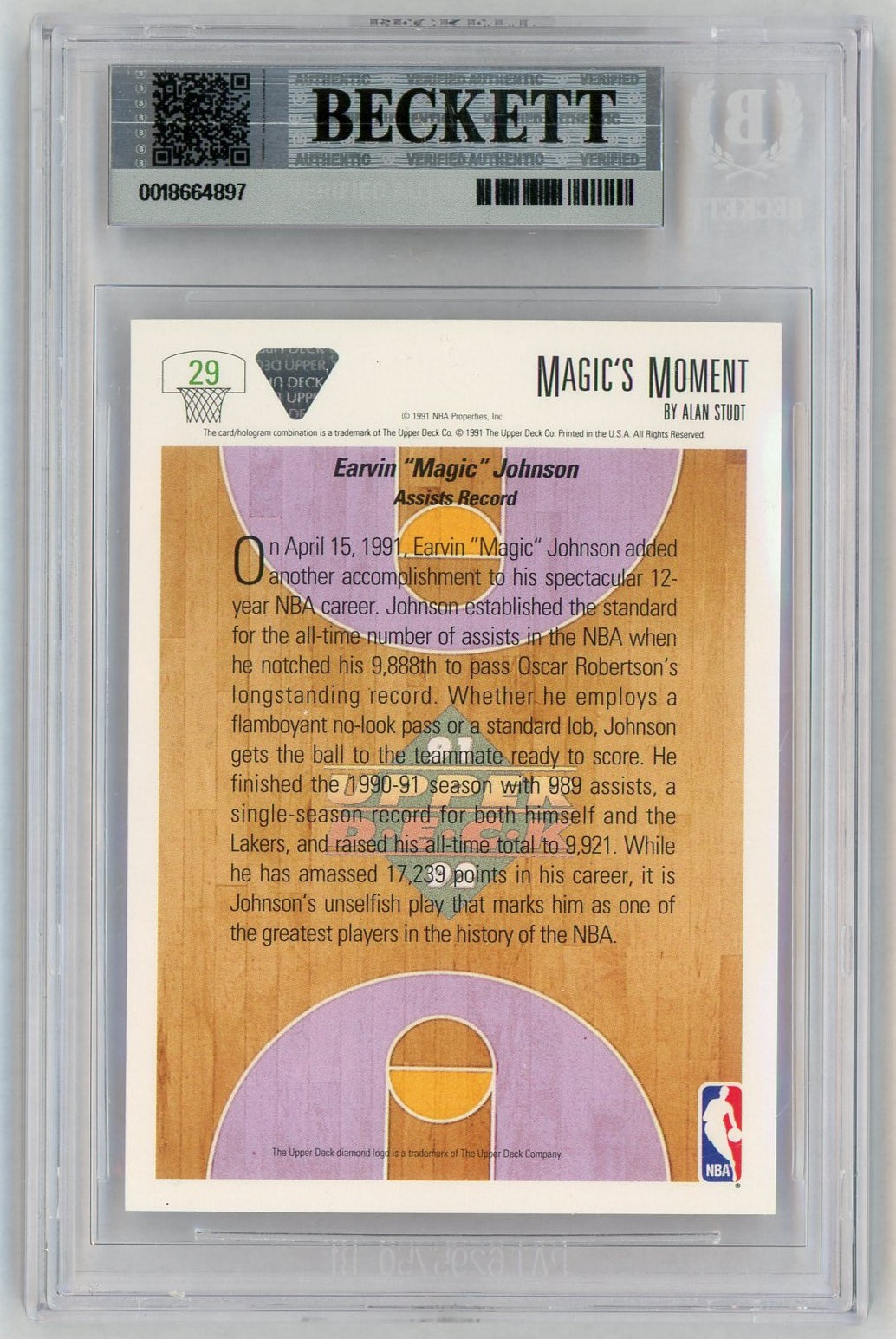 1991-92 Upper Deck #29 Magic Johnson Moments 8.5