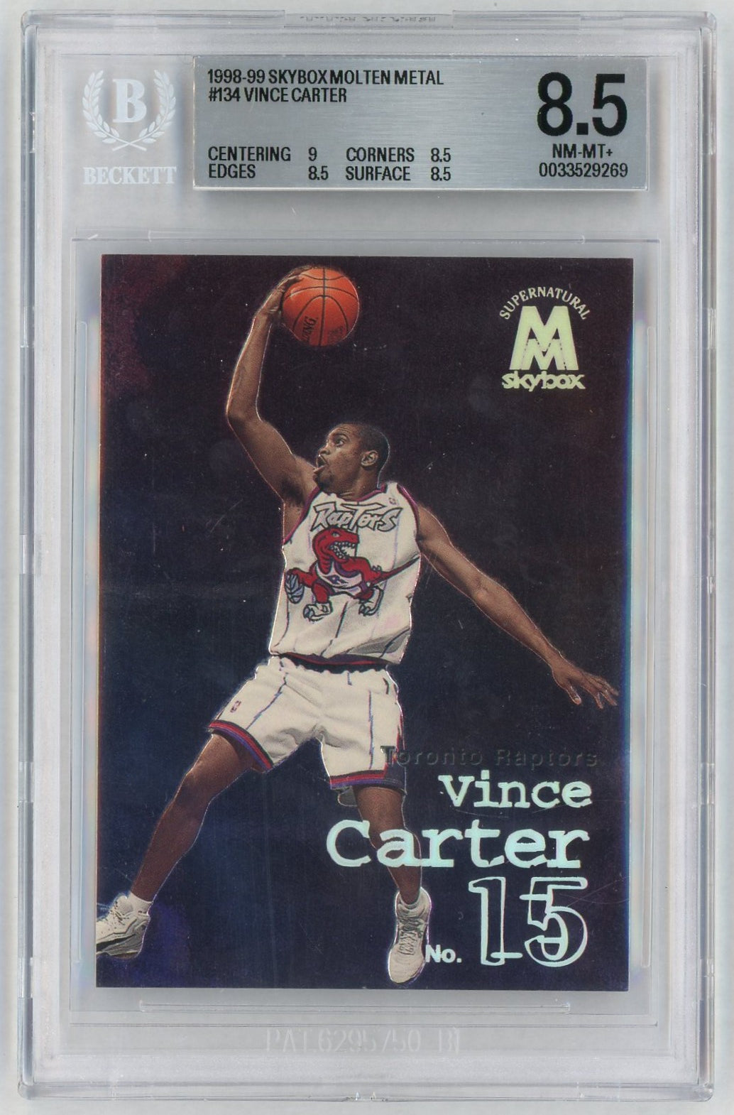 1998-99 SkyBox Molten Metal #134 Vince Carter Rookie RC BGS 8.5