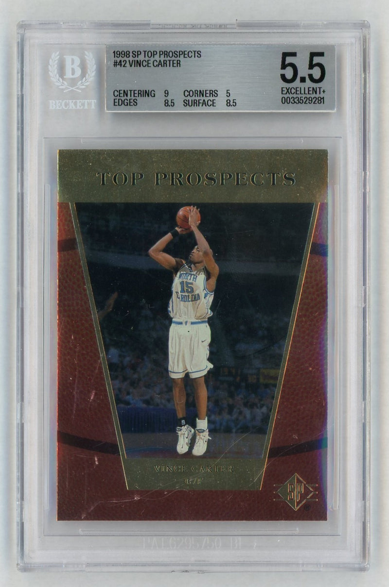1998 SP Top Prospects Vince Carter #42 Beckett 5.5