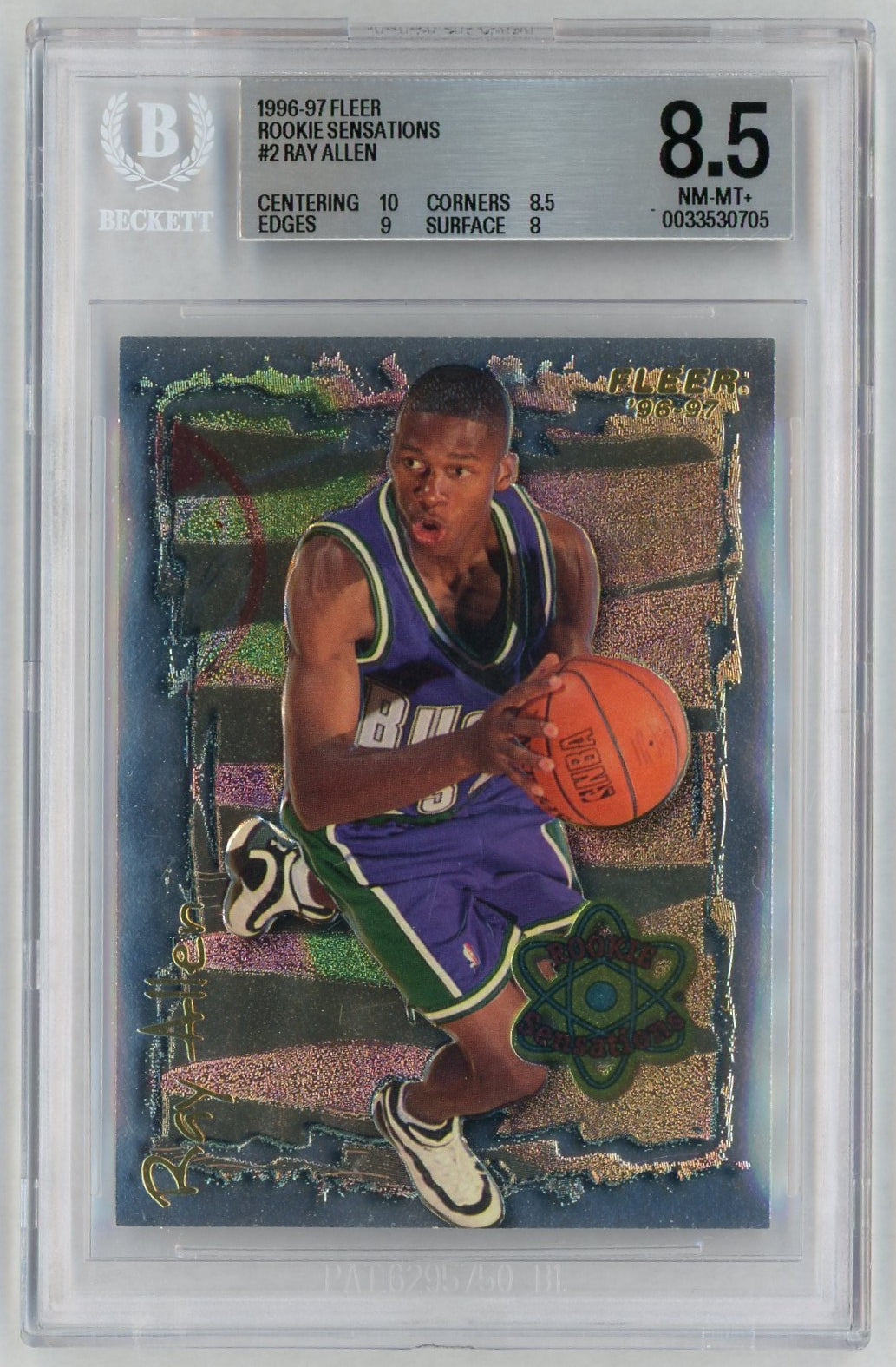 1996 Fleer #2 Ray Allen Rookie Sensations RC BGS 8.5