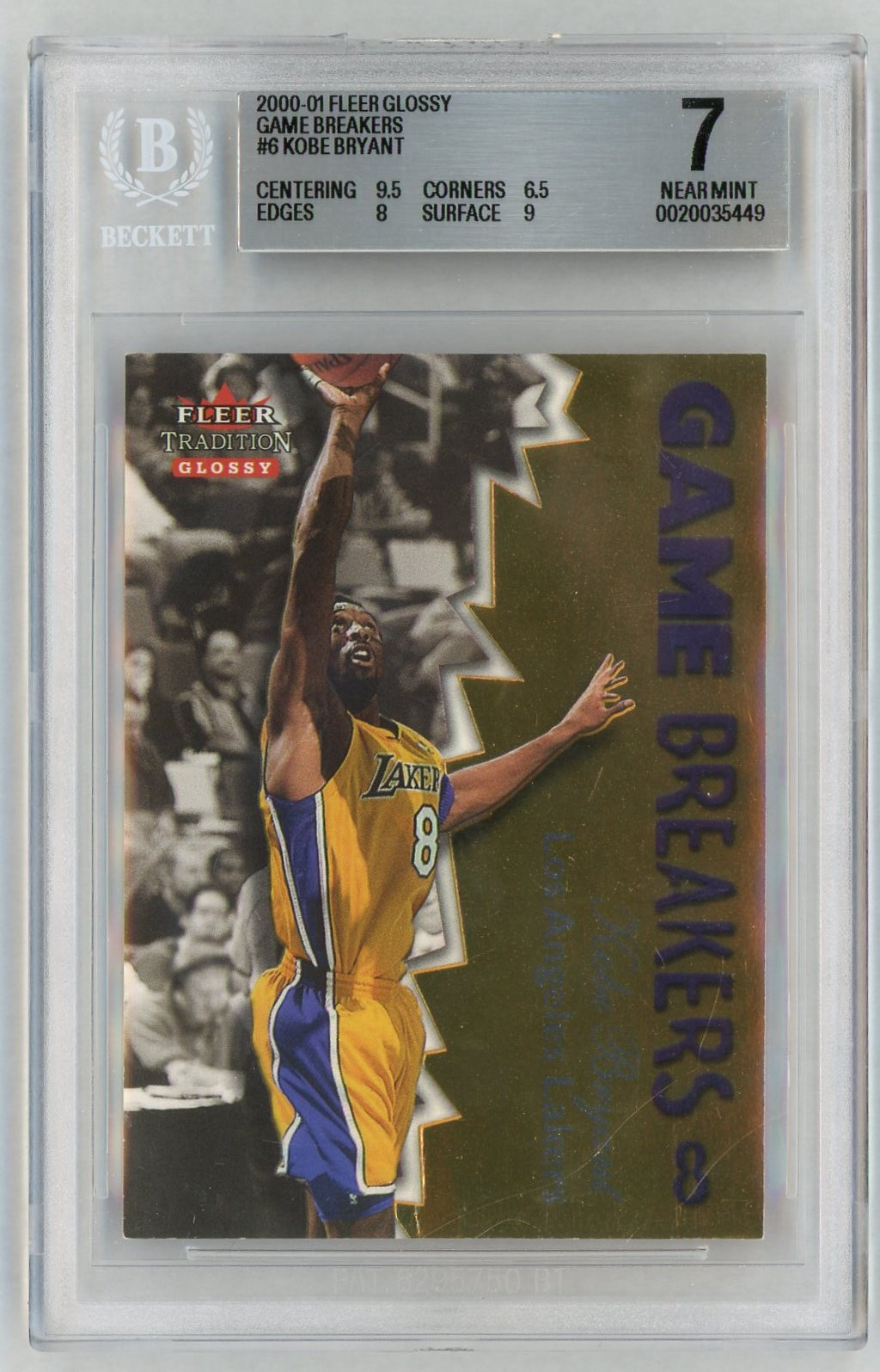 2000 Fleer Glossy #6 Kobe Bryant Game Breakers BGS 7