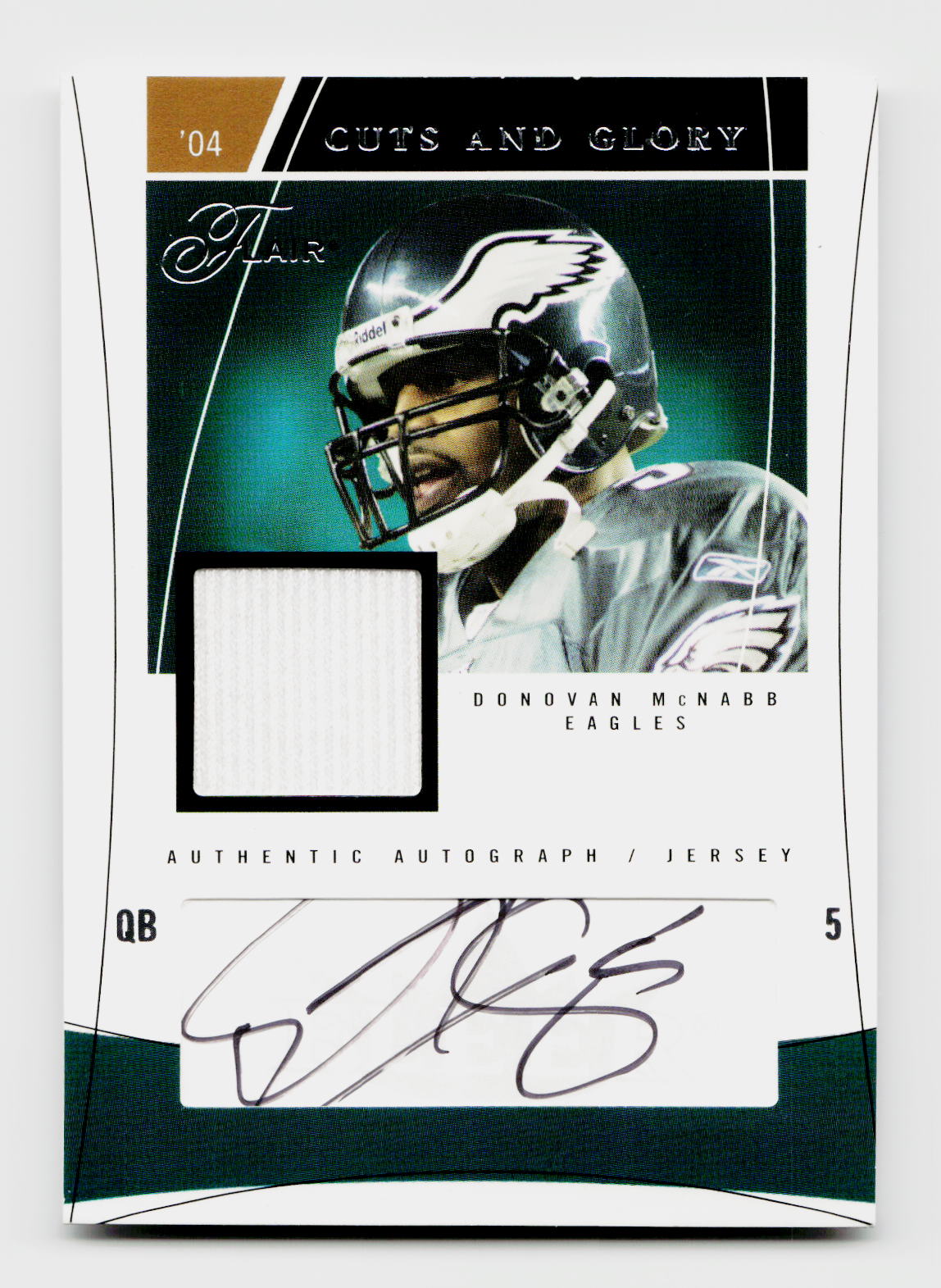 2004 Flair #CAG-DM Donovan McNabb 45/50 Cuts and Glory Patch Auto