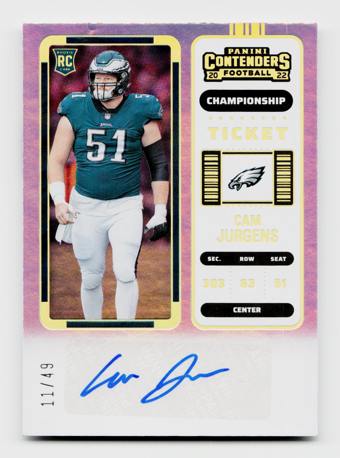 2022 Contenders #173 Cam Jurgens 11/49 Rookie RC