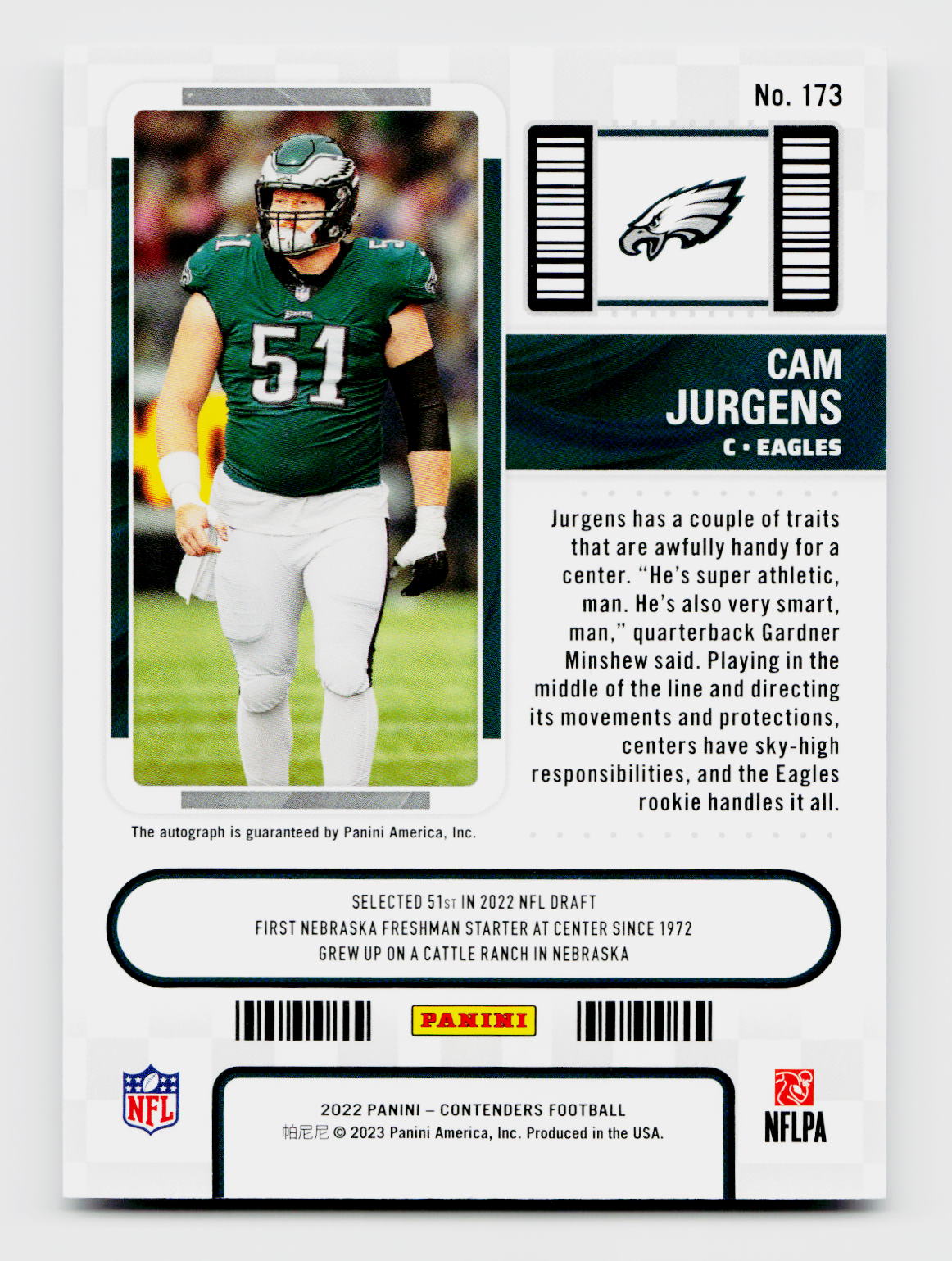 2022 Contenders #173 Cam Jurgens 11/49 Rookie RC
