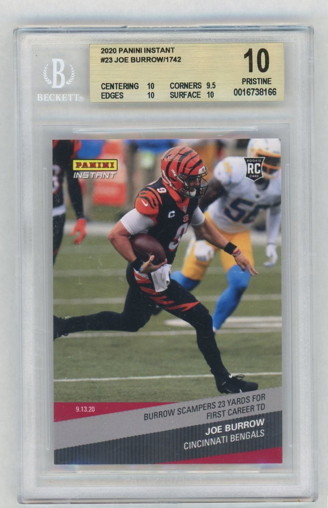 2020 Panini Instant #23 Joe Burrow First TD Rookie RC /1742 BGS 10