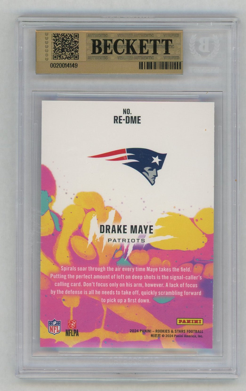 2024 Rookies & Stars Drake Maye Rookie Exclusive RC BGS 9.5