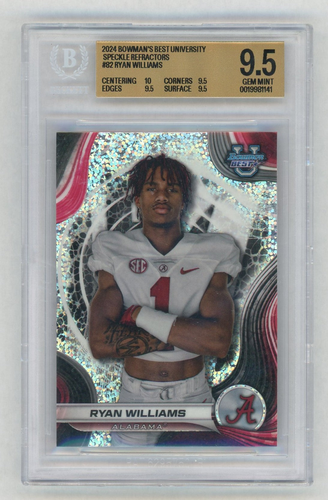 2024 Bowman's Best #82 Ryan Williams Speckle Refractor BGS 9.5