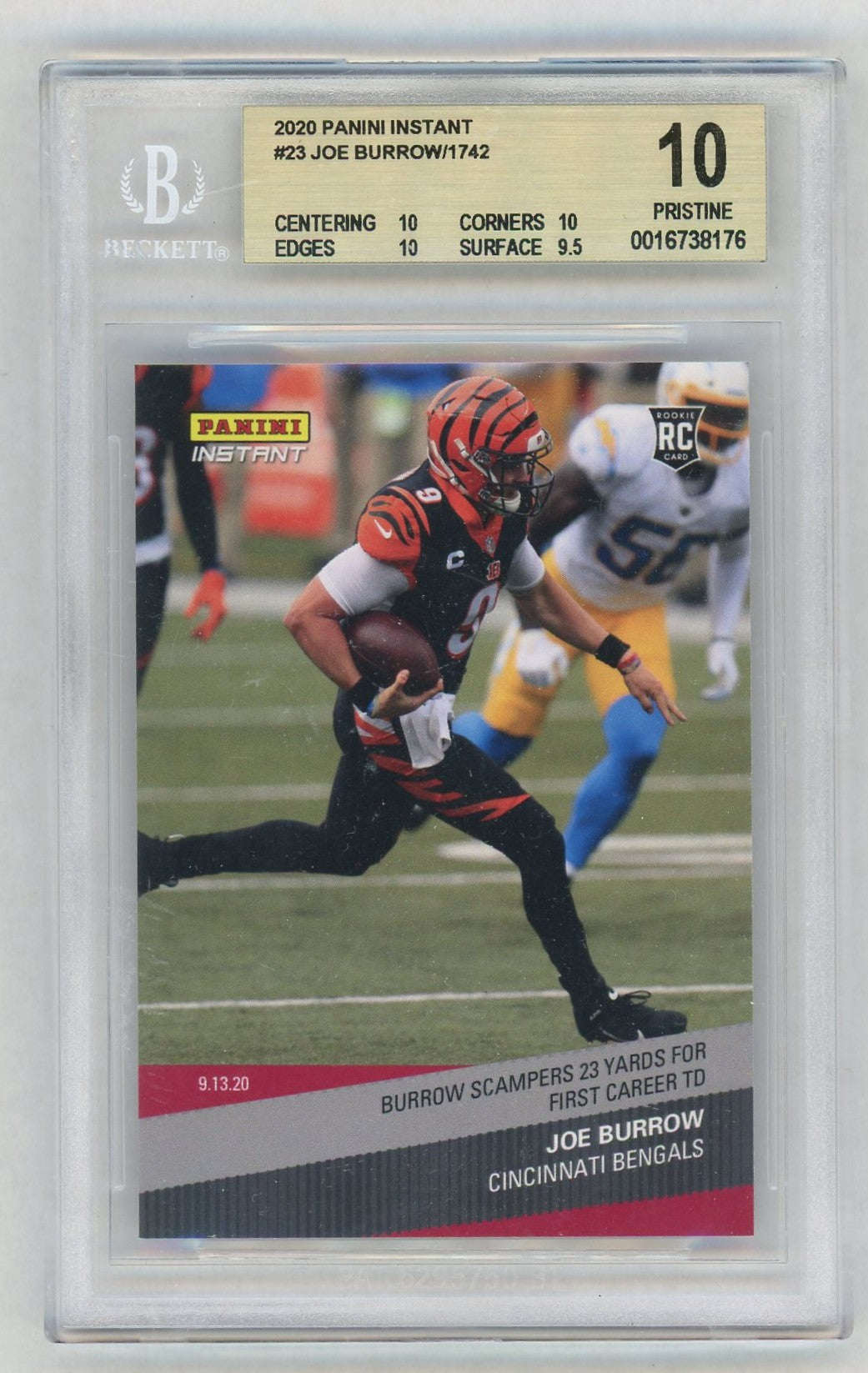 2020 Panini Instant #23 Joe Burrow First TD Rookie RC /1742 BGS 10