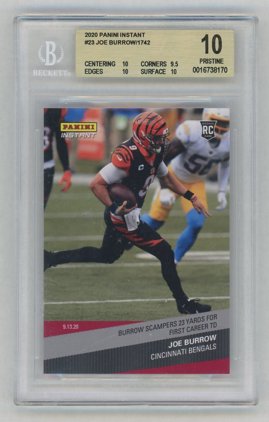 2020 Instant Joe Burrow #23 /1742 BGS 10