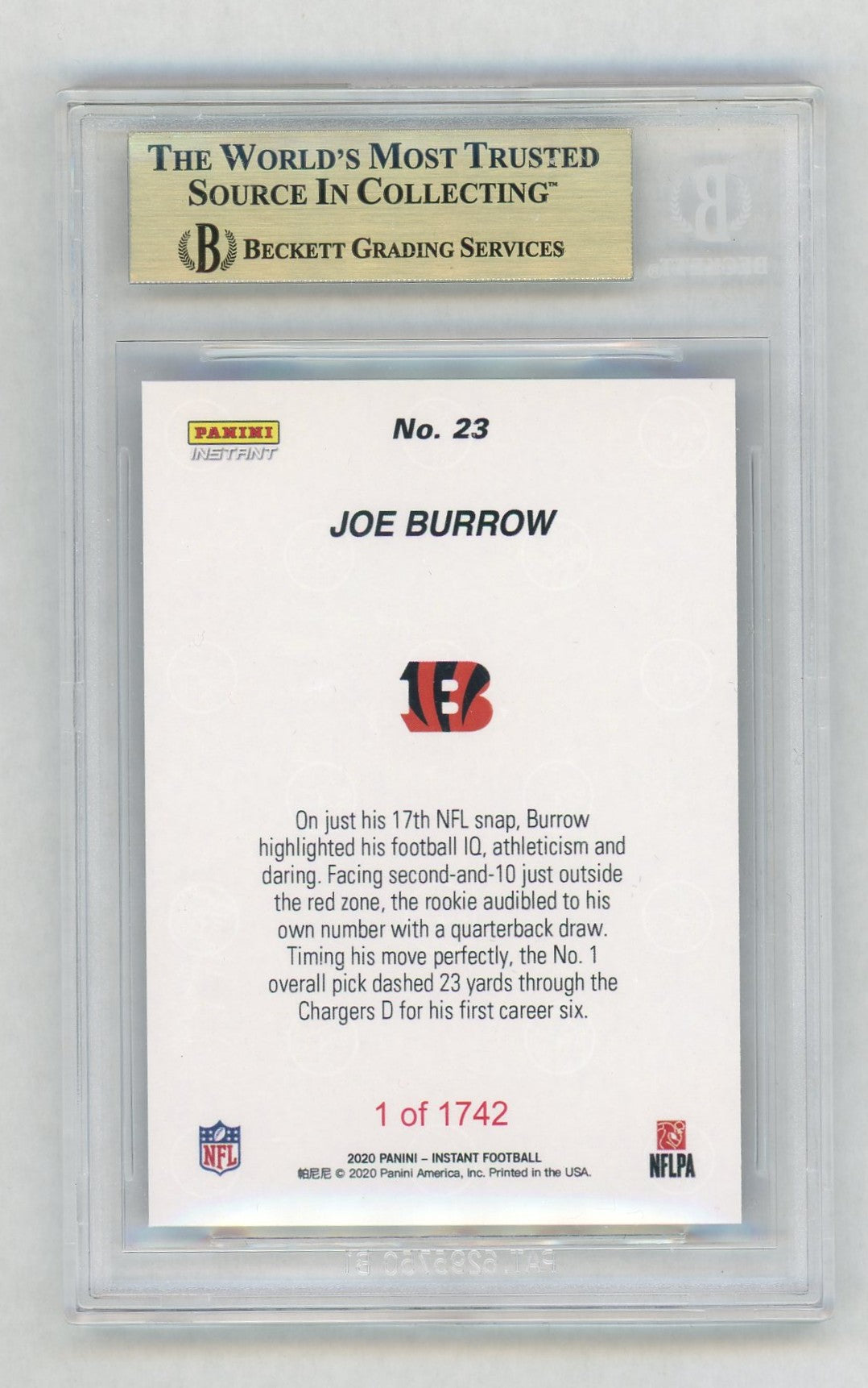 2020 Instant Joe Burrow #23 /1742 BGS 10