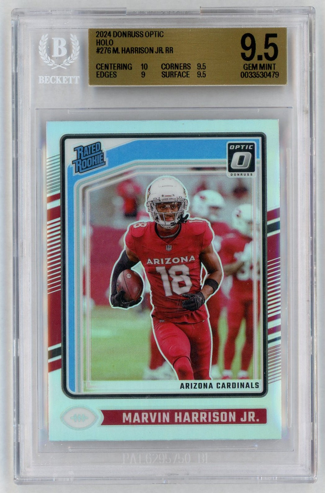 2024 Donruss Optic #276 Marvin Harrison Jr. Rated Rookie RC Holo BGS 9.5