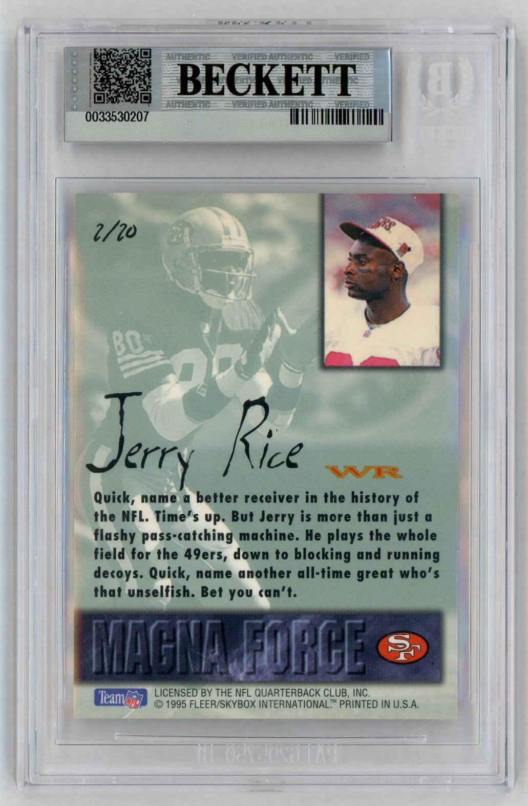 1995 Ultra Magna Force #2 Jerry Rice BGS 8.5